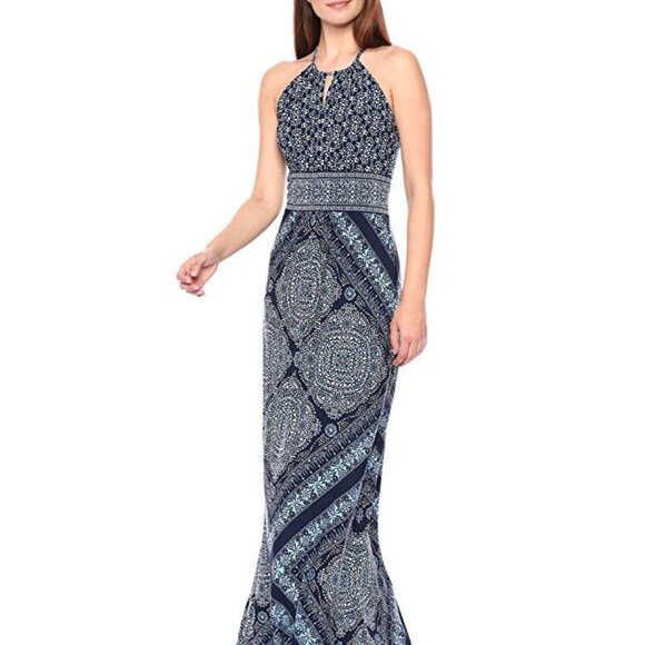 NWT London Times Women's Keyhole Halter Maxi Dress - Picture 1 of 9